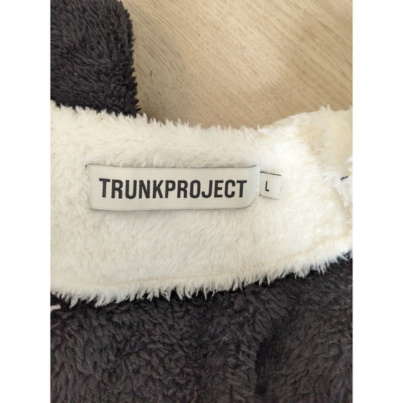 Trunk Project Size Large Fleece Jacket Black White Full Zip Pockets Long Sleeves - Picture 9 of 10